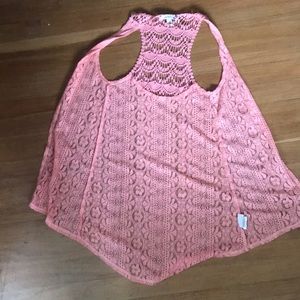 Coral colored lace vest